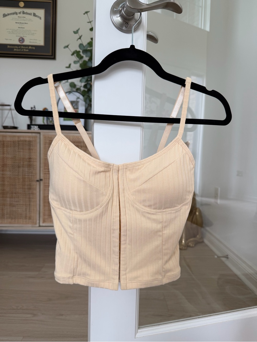 NWT Klassy Network Butter Yellow Ribbed Bustier Cami with Adjustable Straps
